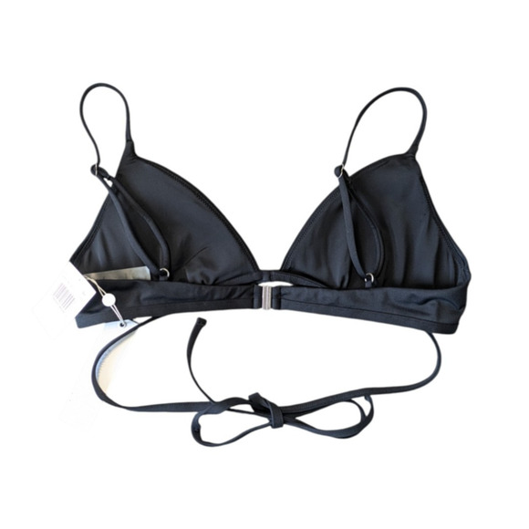 Jonathan Simkhai Harlen Black Tie Back Bikini Top New Size Large Triangle $95 - Picture 3 of 9